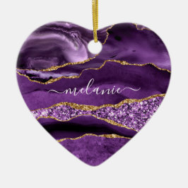 Ornamento Dourado Roxo com Nome Personalizado