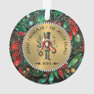 Ornamento Dourado White Diamantes Natal Nutcracker Glitter