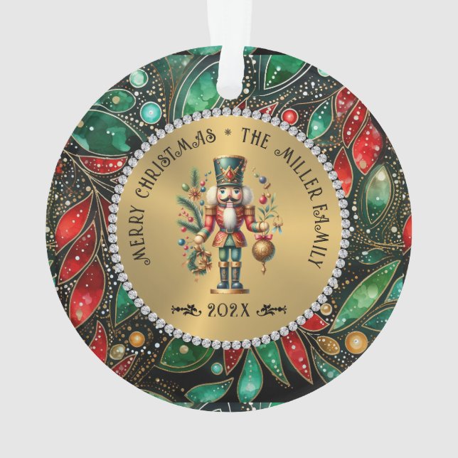 Ornamento Dourado White Diamantes Natal Nutcracker Glitter (Verso)