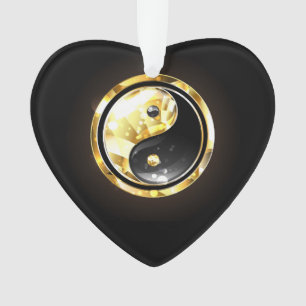 Ornamento Dourado Yin Yang a preto