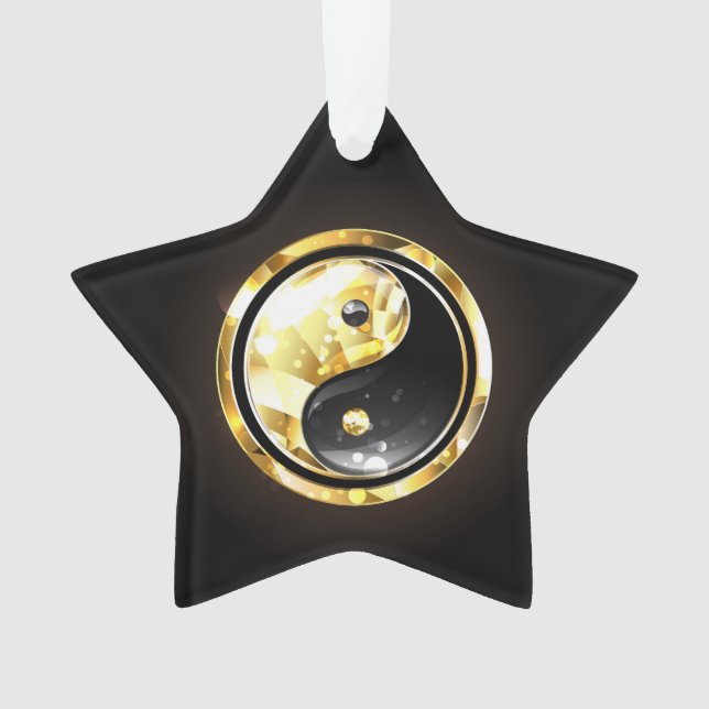 Ornamento Dourado Yin Yang a preto (Frente)