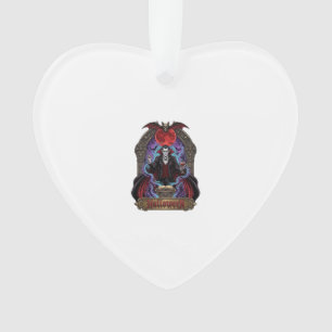 Ornamento Drácula de Halloween Lua Vermelha Morcegos Caveira