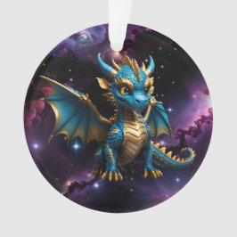 Ornamento Dragão azul estilo Chibi bonito