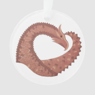 Ornamento Dragão-coração castanho em branco