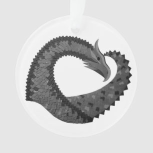 Ornamento Dragão de coração negro em branco