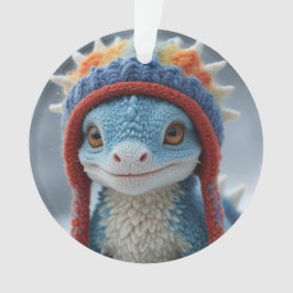 Ornamento Dragão Fofo em um gorro de tricô