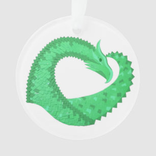 Ornamento Dragão verde no branco