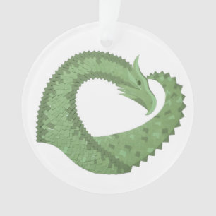Ornamento Dragão verde-oliva em branco