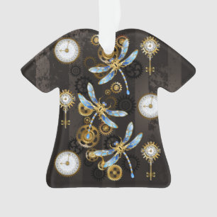 Ornamento Dragões-do-galho-do-mar em fundo listrado castanho