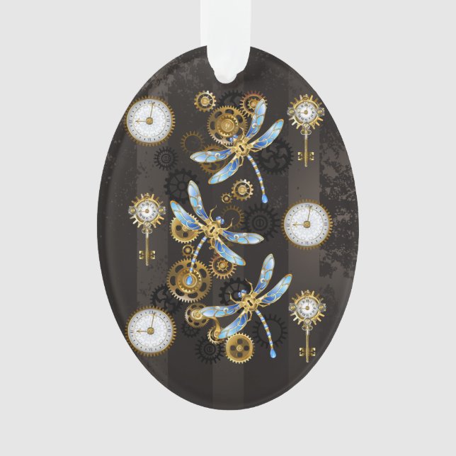 Ornamento Dragões-do-galho-do-mar em fundo listrado castanho (Frente)