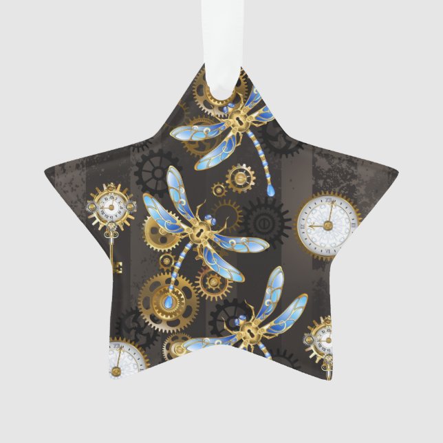 Ornamento Dragões-do-galho-do-mar em fundo listrado castanho (Frente)