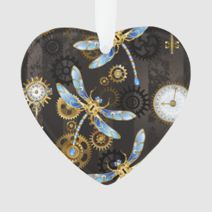 Ornamento Dragões-do-galho-do-mar em fundo listrado castanho