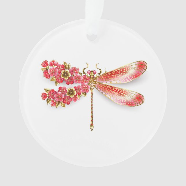 Ornamento Dragonfly com joalheria sakura (Frente)