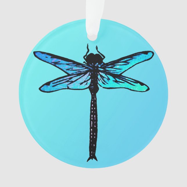 Ornamento Dragonfly Japonesa Vintage, azul-turquesa (Frente)
