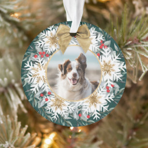 Ornamento Duas Fotografias Natal Festivo Floco de Neve Frio