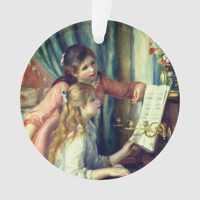 Ornamento Duas Jovens no Piano por Renoir: Natal (Frente)