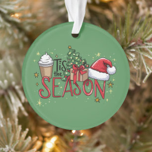 Ornamento É a Temporada Árvore de Natal Latte Café Natal