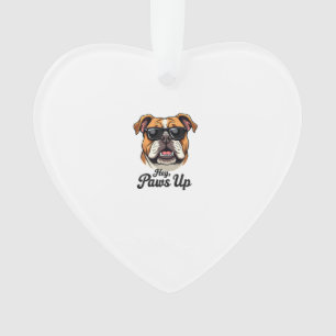 Ornamento Ei Patas para Cima Bulldog Vintage com Óculos de S