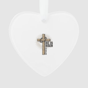 Ornamento Ele Ressuscitou Cruz Mateus 28_6 Antigo Design Cri