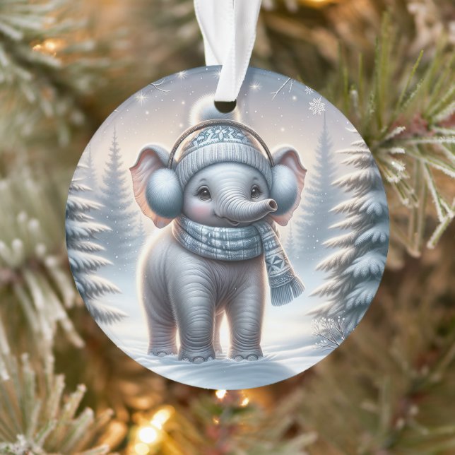 Ornamento Elefante de Dia de Neve Aconchegante (Árvore)