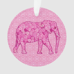 Ornamento Elefante flor - rosa fúcsia