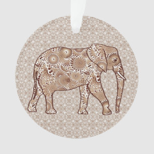 Ornamento Elefante fratural giratório - castanho e esticado