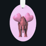 Ornamento Elefante Rosa Romântico<br><div class="desc">a cor de fundo pode ser alterada: PERSONALIZE IT - EDIT - BACKGROUND parece muito doce com orelhas tão grandes substituídas por corações feliz Dia de Apreciação de Elefante</div>