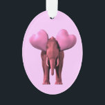 Ornamento Elefante Rosa Romântico<br><div class="desc">a cor de fundo pode ser alterada: PERSONALIZE IT - EDIT - BACKGROUND parece muito doce com orelhas tão grandes substituídas por corações feliz Dia de Apreciação de Elefante</div>