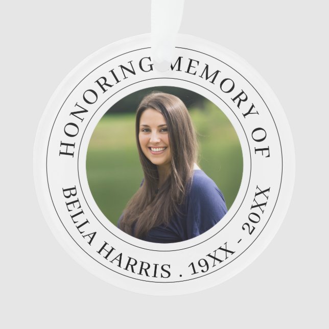 Ornamento Elegant Black & White Memorial Tribute (Frente)