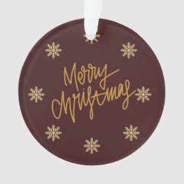 Ornamento Elegant Burgundy & Gold Merry Christmas Ornament