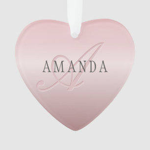 Ornamento Elegante Blush Faux Rosa Dourado   Nome e Monogram