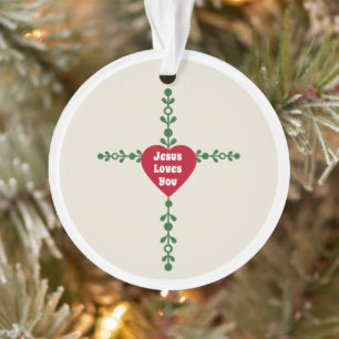 Ornamento Elegante Coroa Cruz Vermelha e Verde Feliz Natal