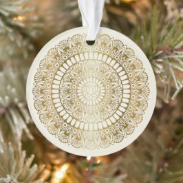 Ornamento Elegante Dourado em Cream Lotus Henna Mandala