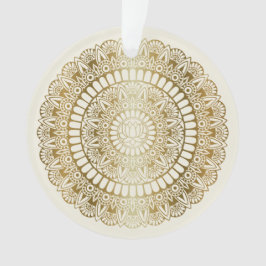 Ornamento Elegante Dourado em Cream Lotus Henna Mandala