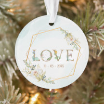 Elegante Floral Love Greenery Dourado