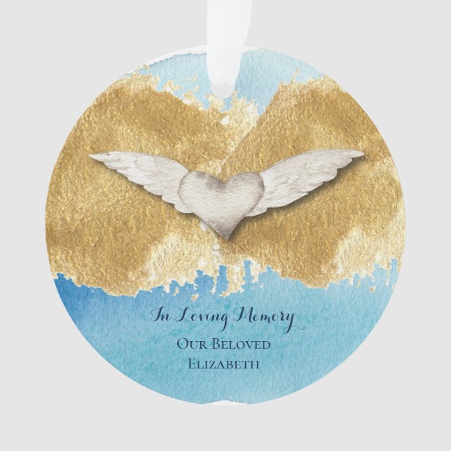 Ornamento Elegante Heart Angel Wings Loving Memory Keepsawn (Frente)