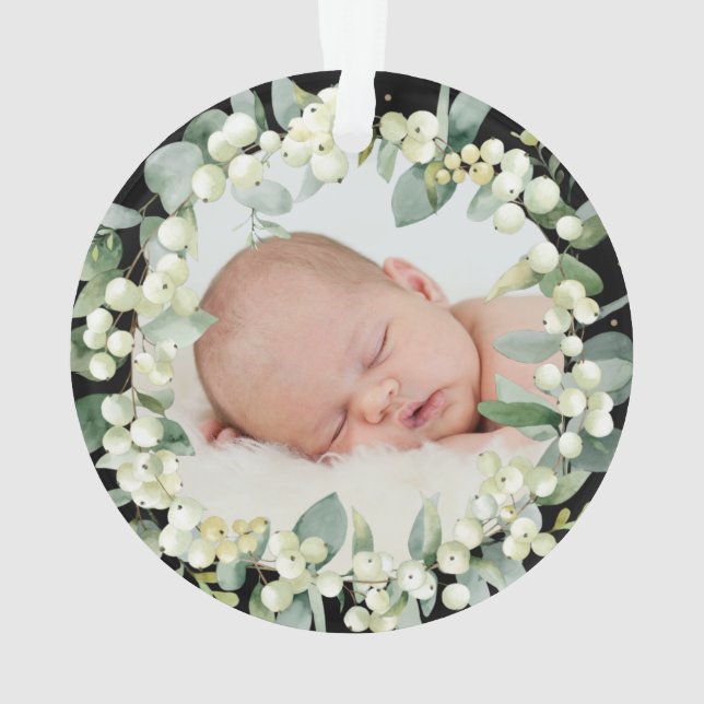 Ornamento Elegante Nosso Primeiro Natal Como Foto dos Pais (Verso)