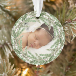 Ornamento Elegante Pine Wreath Fotografias do Primeiro Natal