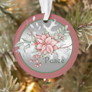 Ornamento Elegante poinsettia em aquarela Natal personalizad