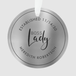 Ornamento Elegante Silver Metallic Boss Lady Data Estabeleci