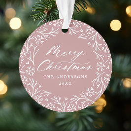 Ornamento Elegante Snowflake Wreath Dusty Foto de Rosa