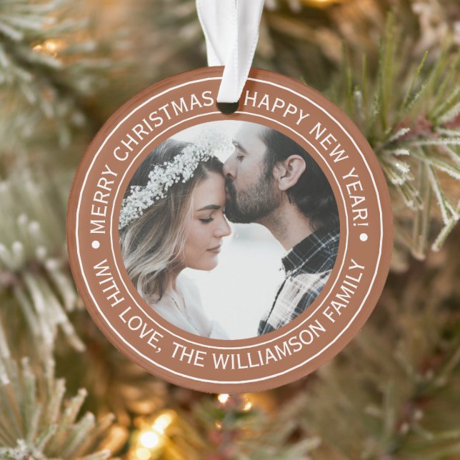 Ornamento Elegante Terracotta Natal Monograma Foto (Árvore)