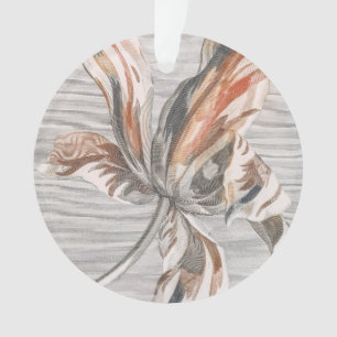 Ornamento Elegante Tulipa Listrada Gravura de Flor Antiga