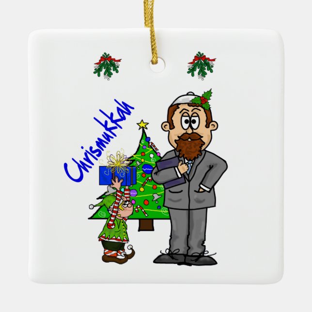Ornamento Elf Chrismukkah, Homem Judeu (Frente)