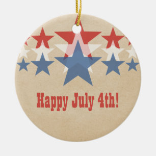 Ornamento em Cascata Vermelho, Branco e Azul