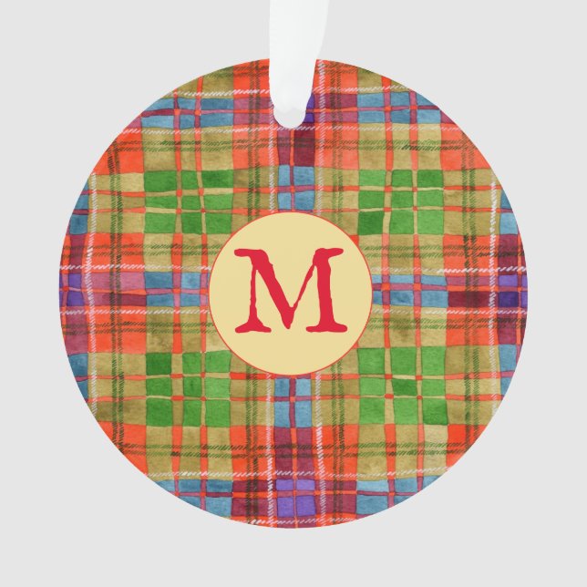 ORNAMENTO EM CÍRCULO DE ACETATO COM TARTAN MAC RAE (Frente)