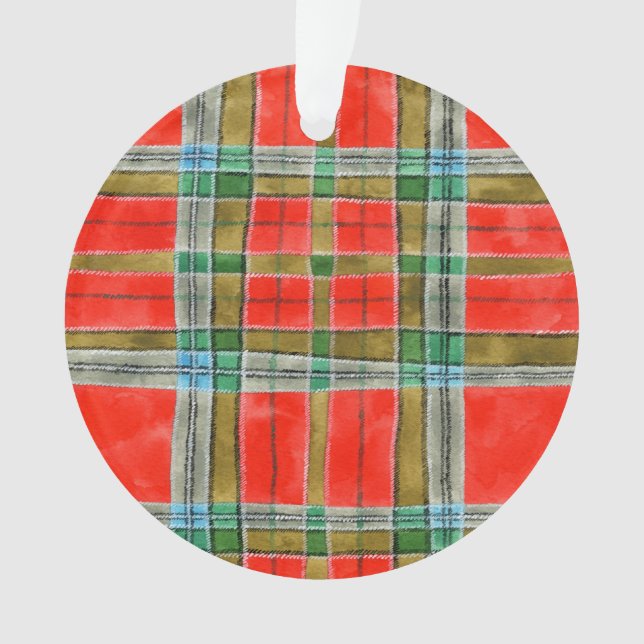 ORNAMENTO EM CÍRCULO DE ACRÍLICO MAC BAIN TARTAN (Frente)