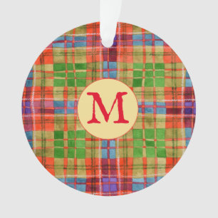 ORNAMENTO EM CÍRCULO DE ACRÍLICO MAC RAE TARTAN + 