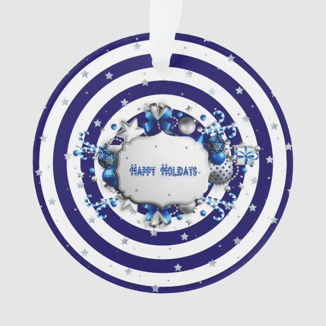 Ornamento em Fita Azul de Natal (Frente)
