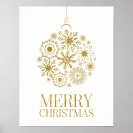 Ornamento em Floco de Neve Dourado Poster de Natal
